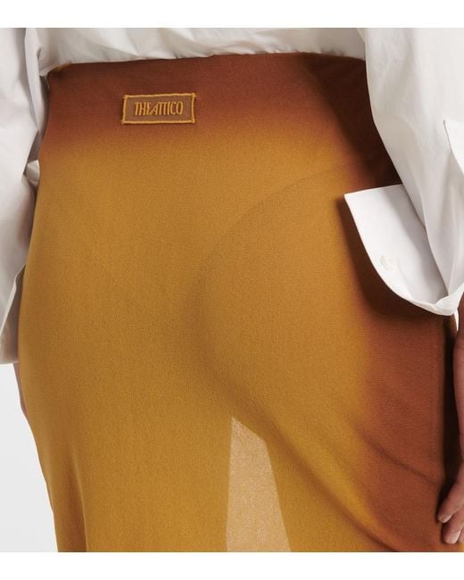 The Attico Brown Sheer Tulle Midi Skirt