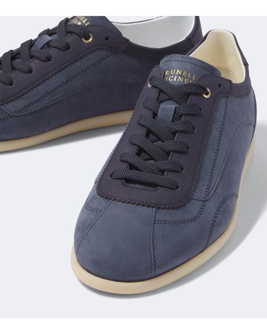 Brunello Cucinelli Blue Leather Sneakers for men