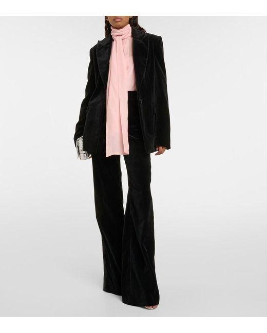 Costarellos Black Azura Cotton Velvet Blazer
