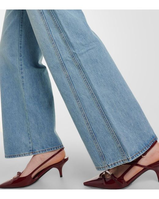 Veronica Beard Blue Taylor High-Rise Wide-Leg Jeans