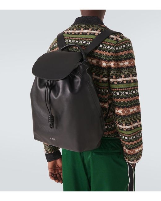 Loewe Black Flamenco Leather Backpack for men