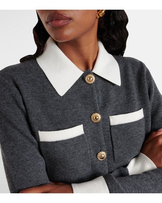 Self-Portrait Black Wool-Blend Cardigan