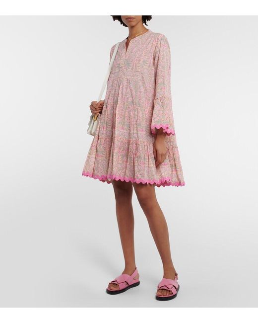 Juliet Dunn Pink Floral Cotton Minidress