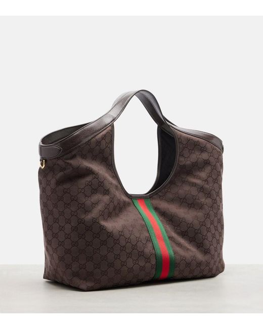 Gucci Brown Giglio Large Gg Canvas Tote Bag