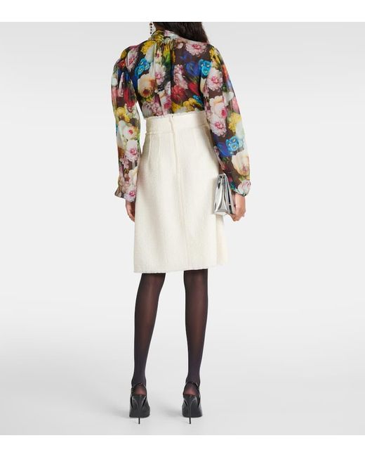 Falda midi de tweed de mezcla de lana Dolce & Gabbana de color Natural