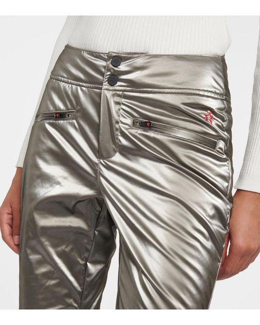 Perfect Moment Gray Aurora Low-Rise Metallic Flared Ski Pants