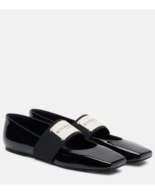 Givenchy Black Patent Leather Mary Jane Flats