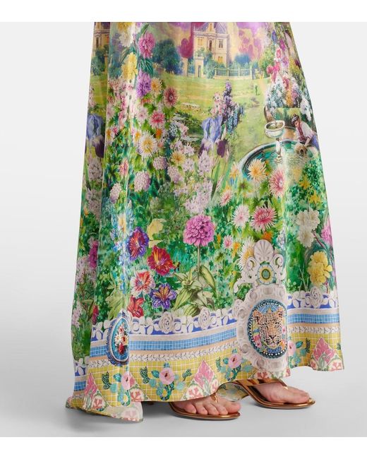 Camilla Blue Printed Silk Slip Dress