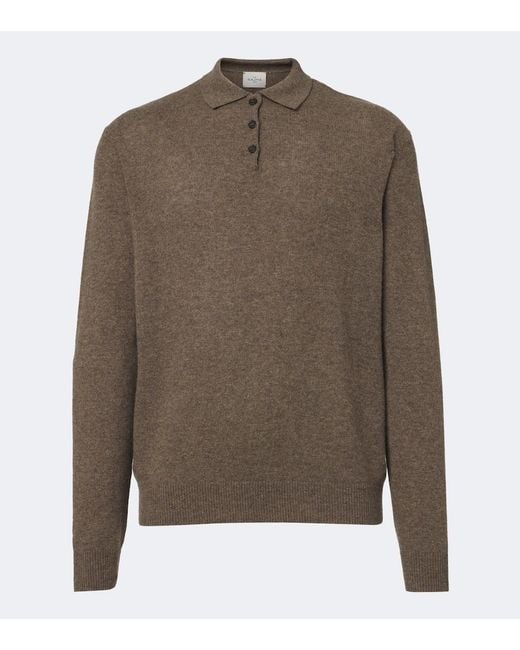 LeKasha Brown Crete Cashmere Polo Sweater for men