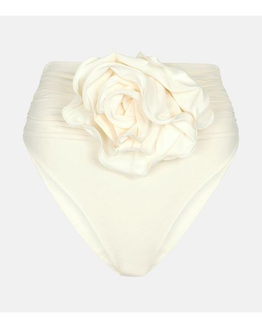 Magda Butrym White Floral-Applique High-Rise Bikini Bottoms