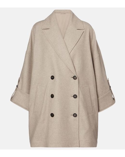 Brunello Cucinelli Natural Oversized Wool Coat