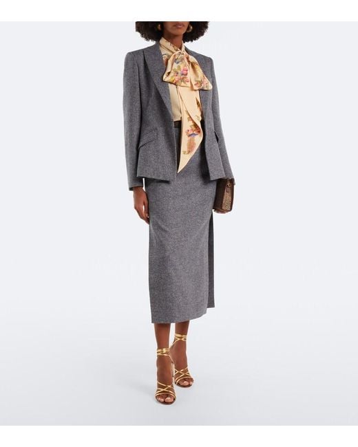 Etro Blue Wool And Silk-Blend Blazer
