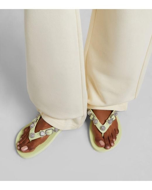 Balenciaga Green Cagole Embellished Thong Sandals