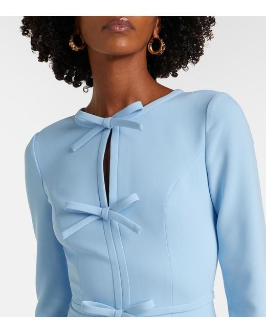 Carolina Herrera Blue Bow-Detail Crepe Midi Dress