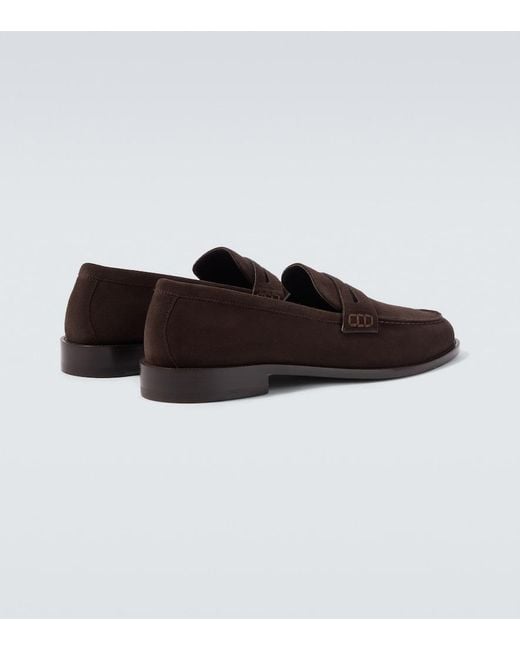 Manolo Blahnik Brown Perry Suede Penny Loafers for men