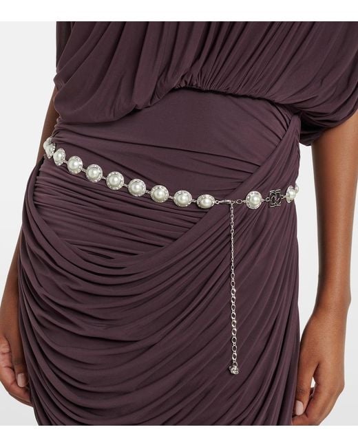 Magda Butrym White Crystal-Embellished Faux Pearl Belt