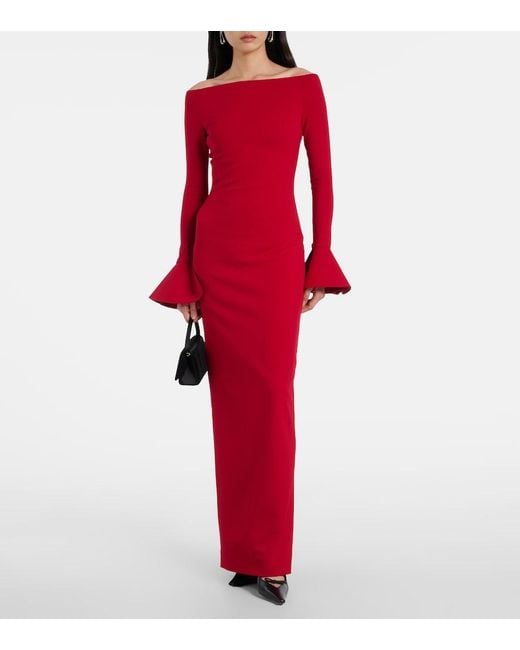 Solace London Red Anica Off-Shoulder Gown