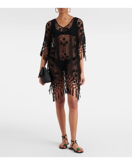 Anna Kosturova Black Kaftan Aus Haekelstrick