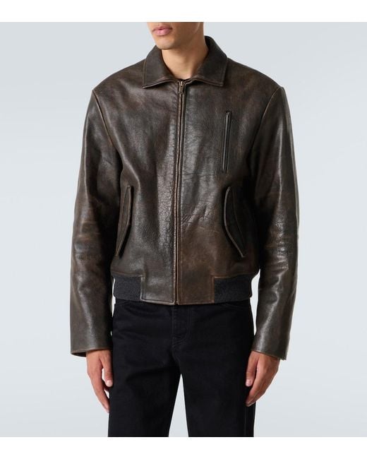 The Row Black Akia Leather Jacket for men