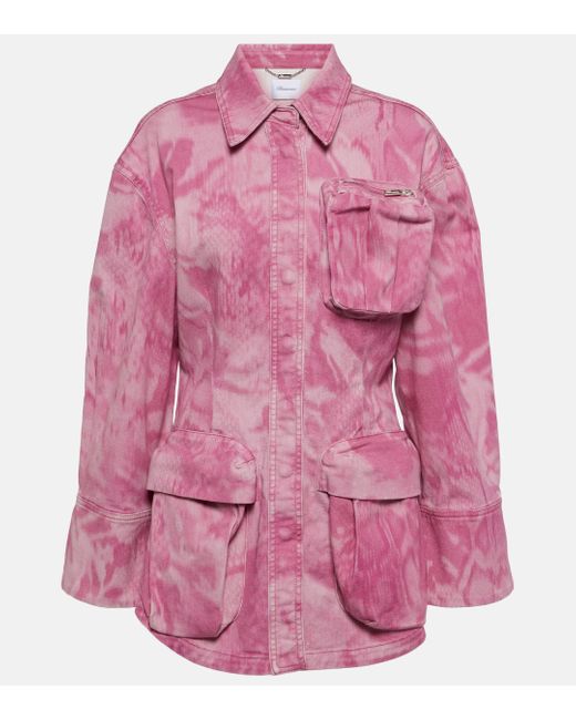 Blumarine Pink Camouflage Denim Cargo Jacket