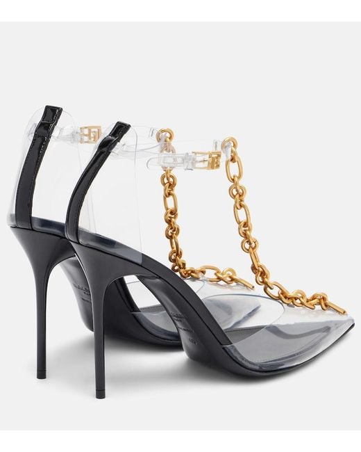 Balmain Blue Chain-Detail Pvc Slingback Pumps