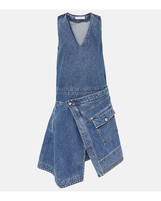 J.W. Anderson Blue Wickelkleid Aus Denim