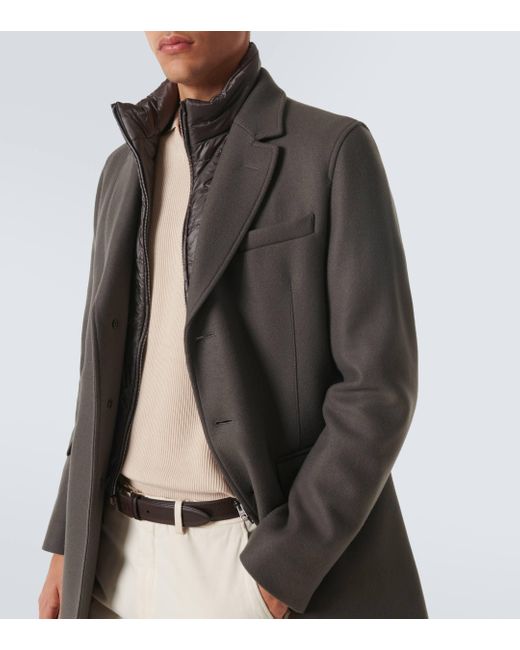 Herno Brown Wool-Blend Overcoat for men