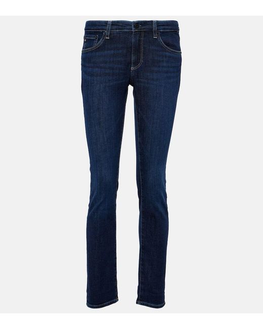 AG Jeans Blue Mid-Rise Skinny Jeans Prima