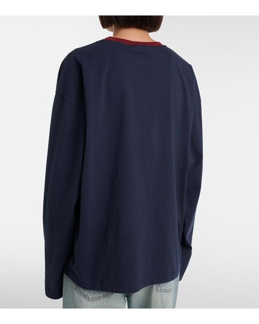 Miu Miu Blue Logo Cotton Jersey T-Shirt