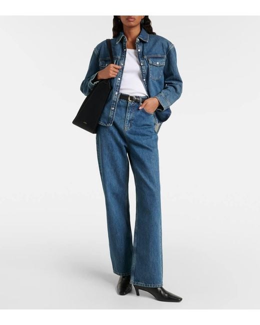 Jeans Regular A Vita Alta di Wardrobe NYC in Blue