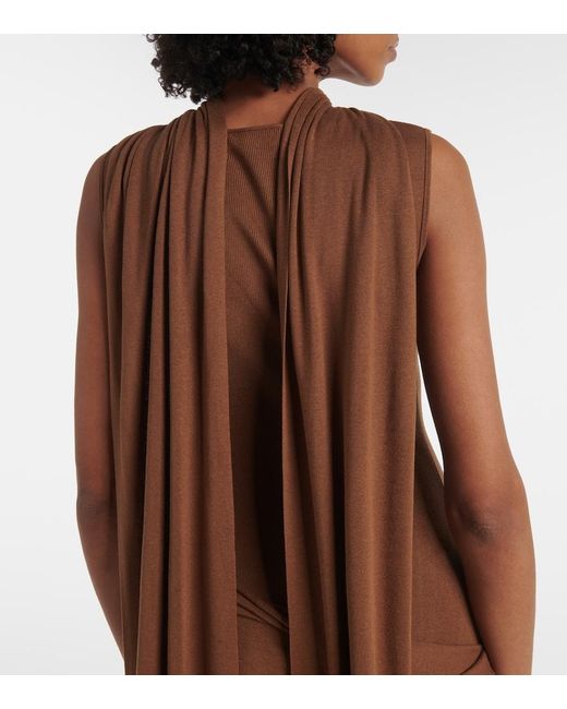 AYA MUSE Brown Nou Draped Silk-Blend Maxi Dress
