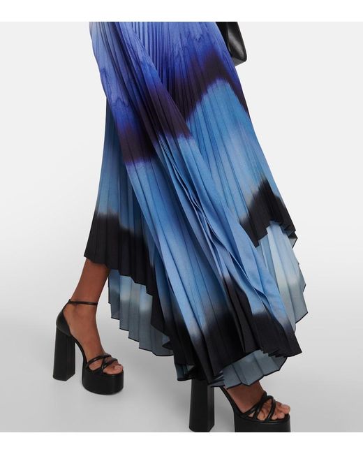 Altuzarra Blue Printed Pleated Maxi Dress