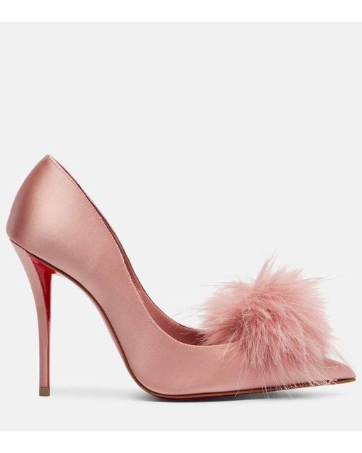 Christian Louboutin Pink Alana 100 Embellished Crepe Satin Pumps