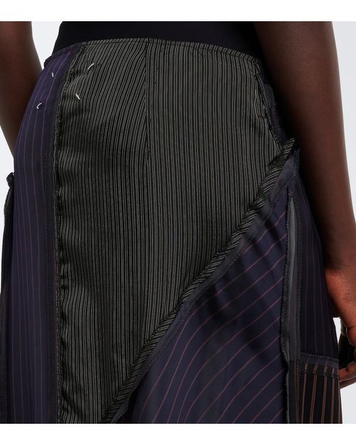 Falda Larga A Rayas Con Patchwork Maison Margiela de color Black