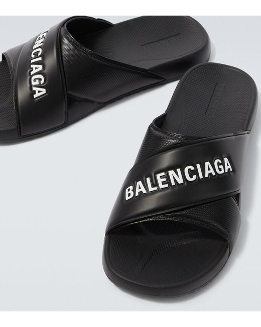 Balenciaga Black Sporty Pool Slides for men