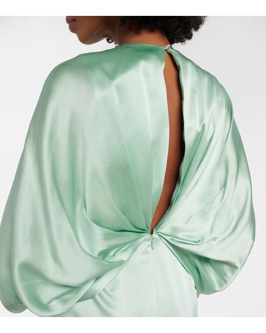 Roksanda Green Tari Gathered Silk Cocktail Dress