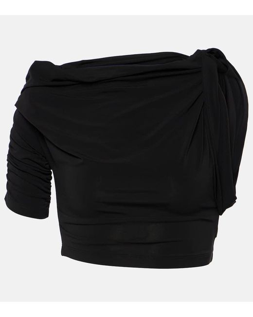 Crop top Le Haut Drapeado de jersey Jacquemus de color Black