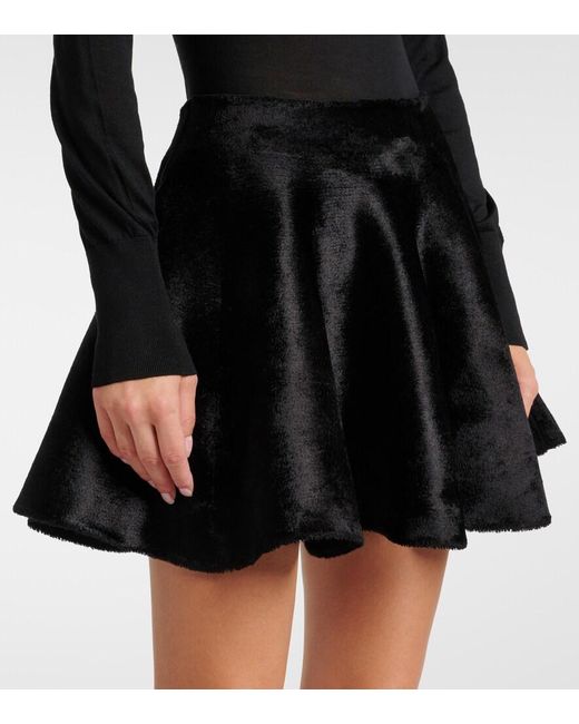 Alaïa Black Flared Wool-Blend Miniskirt