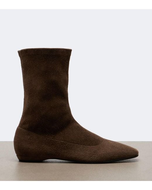 The Row Brown Cindy Suede Ankle Boots