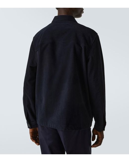 Sunspel Blue Cotton Moleskin Overshirt for men