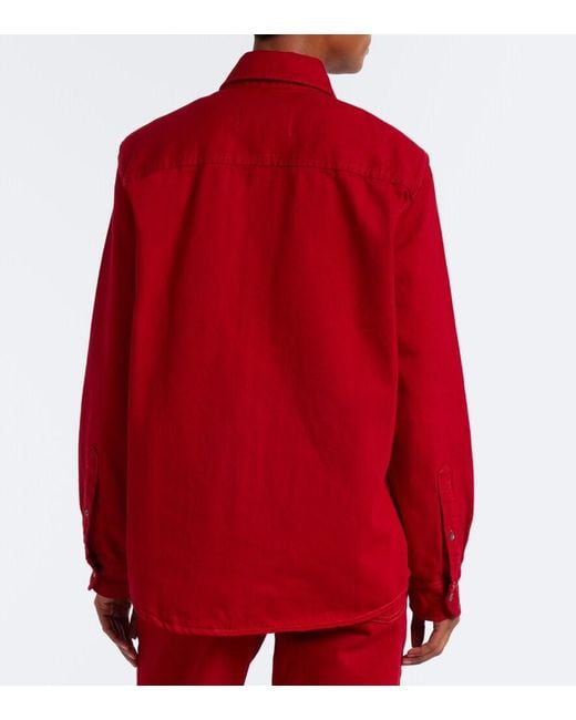 AMI Red Ami De Cour Cotton Twill Shirt