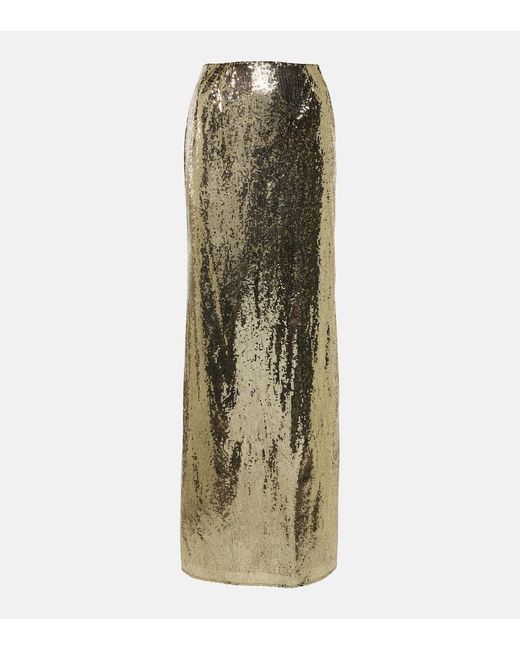Dolce & Gabbana Green Sequined Maxi Skirt