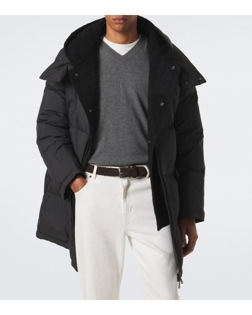 Yves Salomon Blue Shearling-Trimmed Down Coat for men