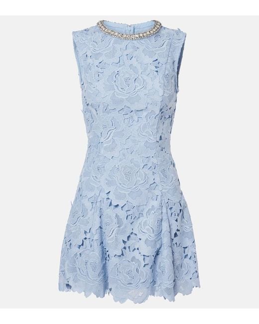 Self-Portrait Blue Verziertes Minikleid Aus Spitze