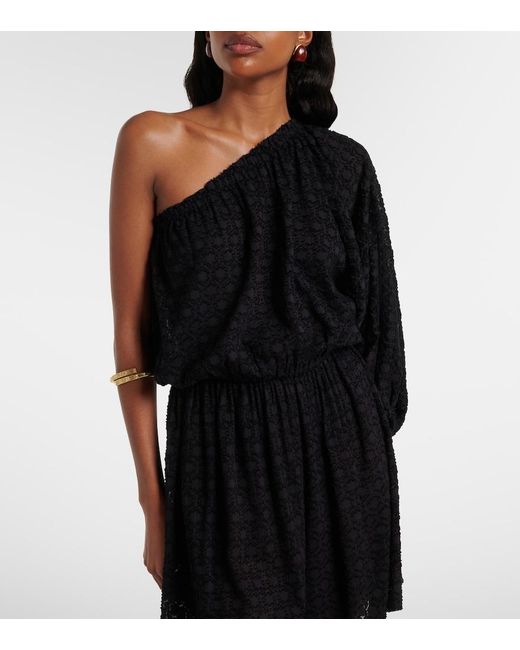 Eres Black Twist One-Shoulder Silk And Cotton Jacquard Top