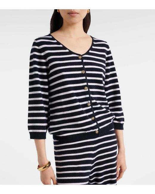 Jardin Des Orangers Blue Striped Cashmere Cardigan