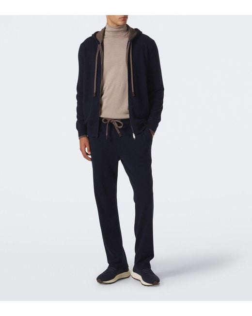 Fedeli Blue Cashmere Sweatpants for men
