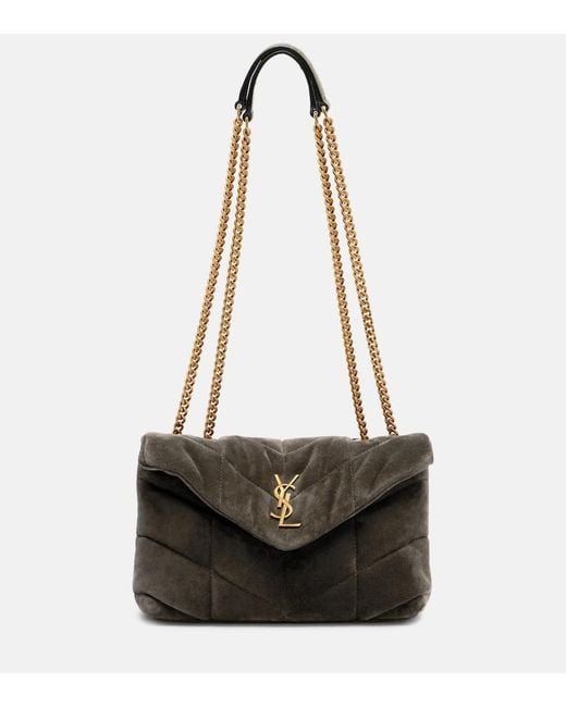 Saint Laurent White Puffer Toy Suede Shoulder Bag