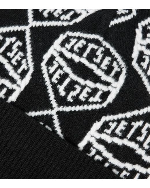 Jet Set Black Logo Wool-Blend Beanie