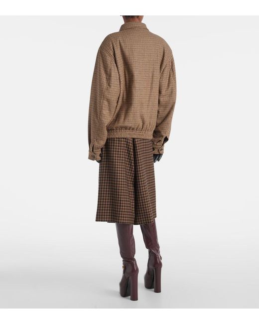 Saint Laurent Brown Houndstooth-Jacquard Woven Jacket